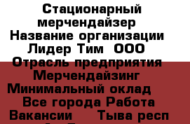 Стационарный мерчендайзер › Название организации ­ Лидер Тим, ООО › Отрасль предприятия ­ Мерчендайзинг › Минимальный оклад ­ 1 - Все города Работа » Вакансии   . Тыва респ.,Ак-Довурак г.